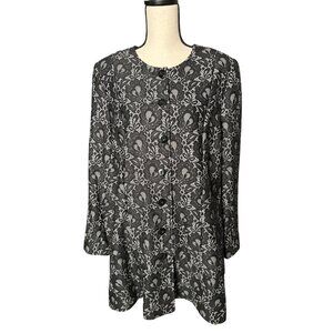 CAbi Black Lace Button Up Jacket Limited Edition Unlined Pockets #681Size XL